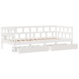 Berkfield Daybed With Drawers Without Mattress White 90X200 Cm Solid Wood - thumbnail 9