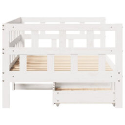 Berkfield Daybed With Drawers Without Mattress White 90X200 Cm Solid Wood - thumbnail 7