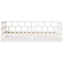 Berkfield Daybed With Drawers Without Mattress White 90X200 Cm Solid Wood - thumbnail 4