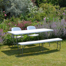 Harbour Housewares Folding Camping Picnic Table & Chair Set - 180Cm (6Ft) - White - thumbnail 5