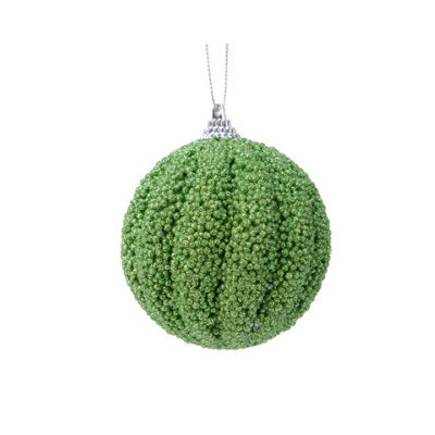 Kaemingk Foam Glitter Bauble Mistletoe Green (8Cm) - image 1