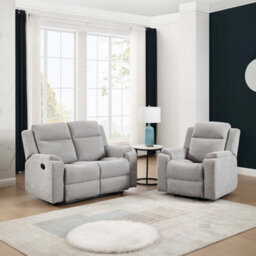 More4Homes Orka 1+2 Seater Fabric Manual Recliner Sofa Set Grey - thumbnail 1