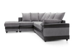 Rio Fabric Left Hand Facing Corner Sofa Foam Seating Black-Grey - thumbnail 3