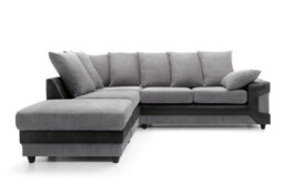 Rio Fabric Left Hand Facing Corner Sofa Foam Seating Black-Grey - thumbnail 2