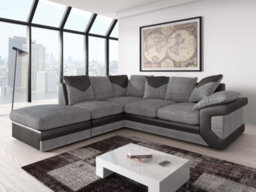 Rio Fabric Left Hand Facing Corner Sofa Foam Seating Black-Grey - thumbnail 1