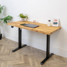 domli D1 Electric Standing Office Desk & Solid Oak Wood Desk Top - 1500mm X 800mm X 27mm Desktop - Sit Stand Electric Adjustable Desk - thumbnail 4