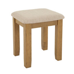 The Furniture Market Cotswold Rustic Smoked Oak Dressing Table Stool, Solid Oak Frame, Natural Oatmeal Upholstered Seat Pad, Country Style - thumbnail 4