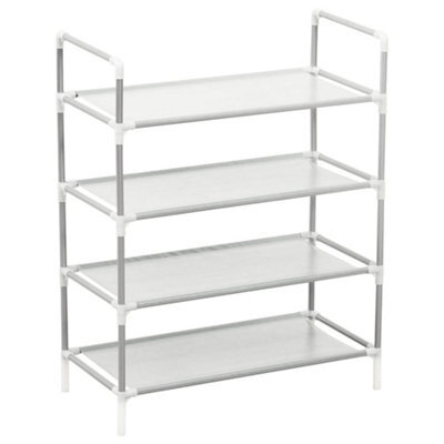 Berkfield Sturdy Shoe Rack With 4 Shelves Metal And Non-Woven Fabric Silver - image 1