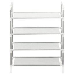 Berkfield Sturdy Shoe Rack With 4 Shelves Metal And Non-Woven Fabric Silver - thumbnail 4
