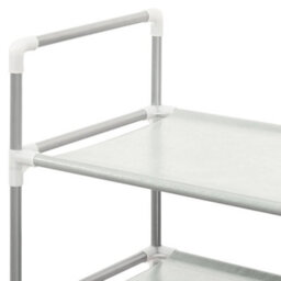 Berkfield Sturdy Shoe Rack With 4 Shelves Metal And Non-Woven Fabric Silver - thumbnail 6