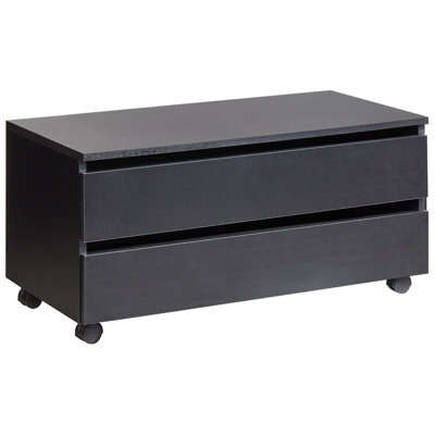 Beliani Bathroom Cabinet Teresina With Wheels 80 Cm Black - image 1