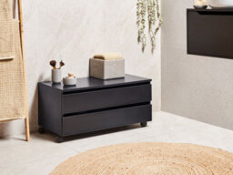 Beliani Bathroom Cabinet Teresina With Wheels 80 Cm Black - thumbnail 2