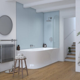 Rearo Selkie Mdf Bathroom Shower Wall Panel (H)2420mm X (W)1180mm X (D)11mm Tongue & Groove - Periwinkle Matte Finish - thumbnail 3