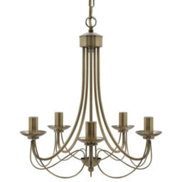 Long Life Lamps Company Vintage 5 Lights Antique Brass Ceiling Pendant Light Candle Lantern Chandelier K434 - thumbnail 3
