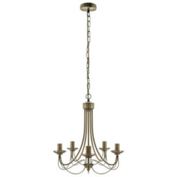 Long Life Lamps Company Vintage 5 Lights Antique Brass Ceiling Pendant Light Candle Lantern Chandelier K434 - thumbnail 4