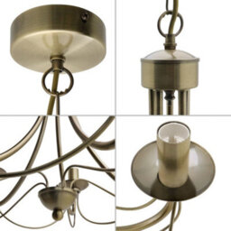 Long Life Lamps Company Vintage 5 Lights Antique Brass Ceiling Pendant Light Candle Lantern Chandelier K434 - thumbnail 6