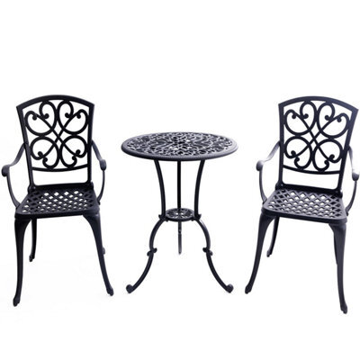 Centurion Supports Centurion Vivaldi 3-Piece Aluminium Garden Bistro Set - Table With Parasol Hole & 2 Generously Sized Armchairs (Black) - image 1