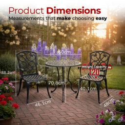 Centurion Supports Centurion Vivaldi 3-Piece Aluminium Garden Bistro Set - Table With Parasol Hole & 2 Generously Sized Armchairs (Black) - thumbnail 9