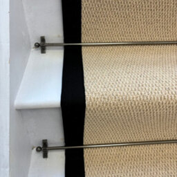 RainbowHome Kalahari Cream 100% Wool Stair Runner With Cotton Black Border 60 X 650Cm - thumbnail 3