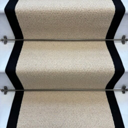 RainbowHome Kalahari Cream 100% Wool Stair Runner With Cotton Black Border 60 X 650Cm - thumbnail 2