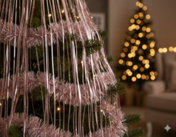 Decoris 4X Blush Pink Lametta Foil Tinsel Garland Strand Christmas 50Cm X 40Cm - thumbnail 3