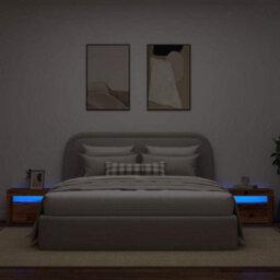 Berkfield Bedside Cabinets 2 Pcs With Leds Old Wood 60X35X40 Cm - thumbnail 5
