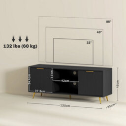 Wyld Haus Ellini Black Tv Stand - 2 Open Shelves, 2 Doors, Fits Up To 55-Inch Tvs - thumbnail 4