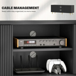 Wyld Haus Ellini Black Tv Stand - 2 Open Shelves, 2 Doors, Fits Up To 55-Inch Tvs - thumbnail 7