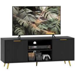 Wyld Haus Ellini Black Tv Stand - 2 Open Shelves, 2 Doors, Fits Up To 55-Inch Tvs - thumbnail 2