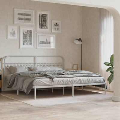 Berkfield Metal Bed Frame Without Mattress With Headboard White 193X203Cm - image 1