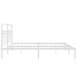 Berkfield Metal Bed Frame Without Mattress With Headboard White 193X203Cm - thumbnail 5