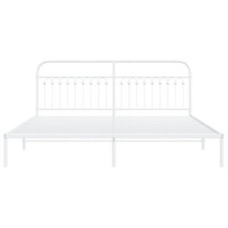 Berkfield Metal Bed Frame Without Mattress With Headboard White 193X203Cm - thumbnail 4