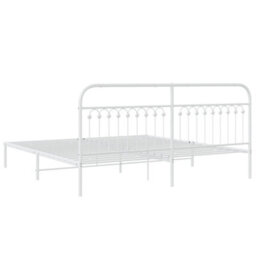 Berkfield Metal Bed Frame Without Mattress With Headboard White 193X203Cm - thumbnail 6