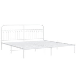 Berkfield Metal Bed Frame Without Mattress With Headboard White 193X203Cm - thumbnail 3