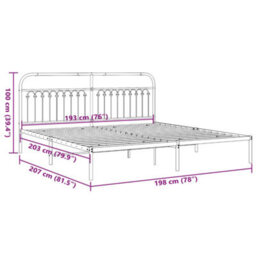 Berkfield Metal Bed Frame Without Mattress With Headboard White 193X203Cm - thumbnail 8