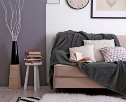 Waffle Flannel Fleece Throw Blanket Soft Warm Sofa Bed Travel (Charcoal, Double) - Pack Of 2 - thumbnail 4