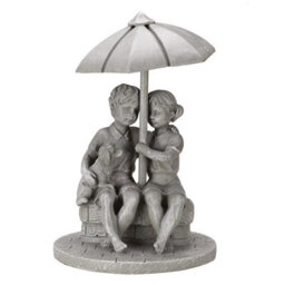 Umbrella Solar Powered Fountain - Stone Effect Outdoor Garden Water Feature Or Bird Bath With 4L Reservoir - H84 X 48Cm Diameter - thumbnail 3
