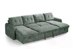 Beehive Furniture Marlowe - U-Shaped Corner Sofa Bed - Green Upholstered Large Family Couch Setup Included Built To Last - thumbnail 1