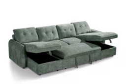 Beehive Furniture Marlowe - U-Shaped Corner Sofa Bed - Green Upholstered Large Family Couch Setup Included Built To Last - thumbnail 6
