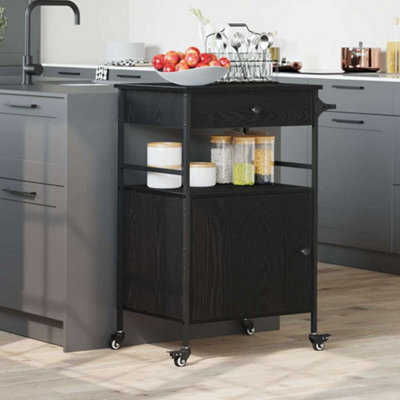 Walplus Kitchen Trolley Black Oak 56 X 43 X 89.5 Cm Engineered Wood - image 1