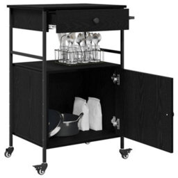 Walplus Kitchen Trolley Black Oak 56 X 43 X 89.5 Cm Engineered Wood - thumbnail 3