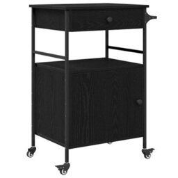 Walplus Kitchen Trolley Black Oak 56 X 43 X 89.5 Cm Engineered Wood - thumbnail 2