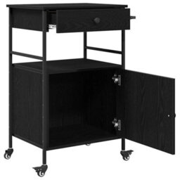 Walplus Kitchen Trolley Black Oak 56 X 43 X 89.5 Cm Engineered Wood - thumbnail 5