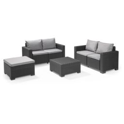 Keter California Graphite Resin 4 Seater Garden Furniture Set With Double Sofa & Footstool - thumbnail 2