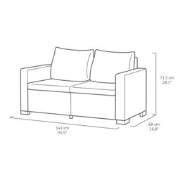 Keter California Graphite Resin 4 Seater Garden Furniture Set With Double Sofa & Footstool - thumbnail 7