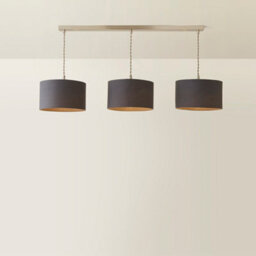 Valuelights Reni Charcoal Drum Shade 3 Drop Bar Brushed Chrome Ceiling Pendant Light And Bulbs - thumbnail 5