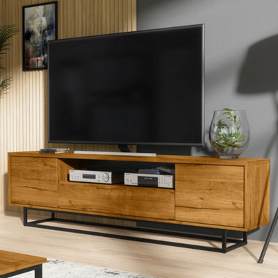 Tv Unit 200Cm Sideboard Cabinet Cupboard Tv Stand Living Room Oak - image 1