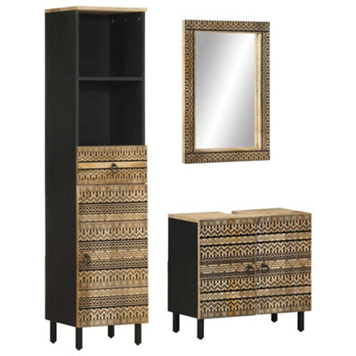Berkfield 3 Piece Bathroom Furniture Set Solid Wood Mango - image 1