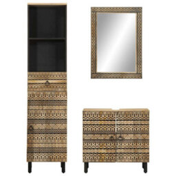 Berkfield 3 Piece Bathroom Furniture Set Solid Wood Mango - thumbnail 3