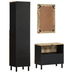 Berkfield 3 Piece Bathroom Furniture Set Solid Wood Mango - thumbnail 7